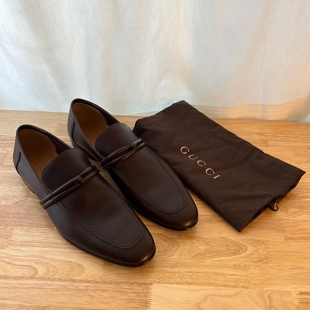 Genuine Gucci leather loafers in cocoa size 12-1/2